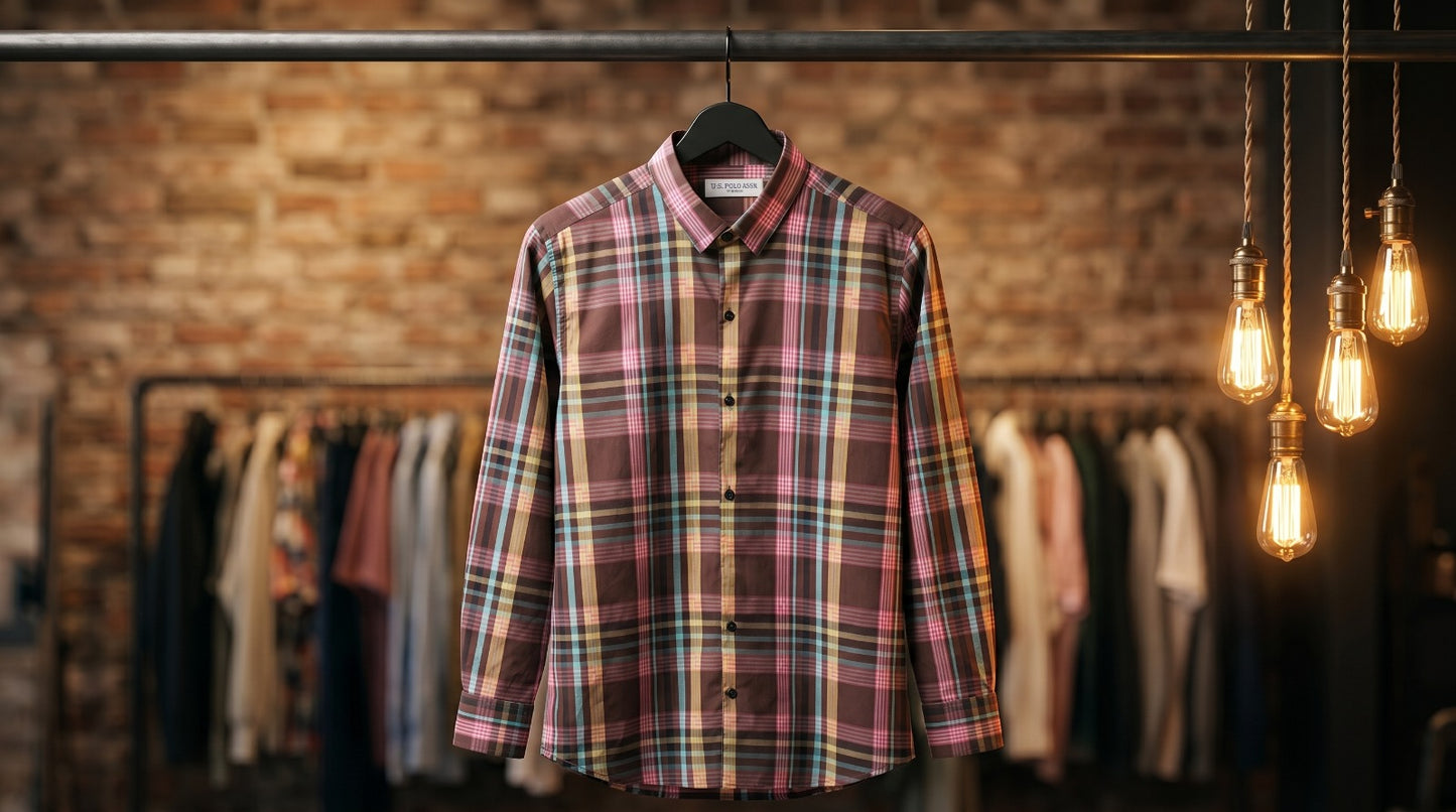 GAP Men's Classic Red & Blue Plaid Button-Down Shirt