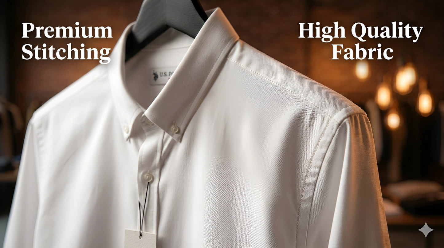 Men's white plain ling sleeve shirt.