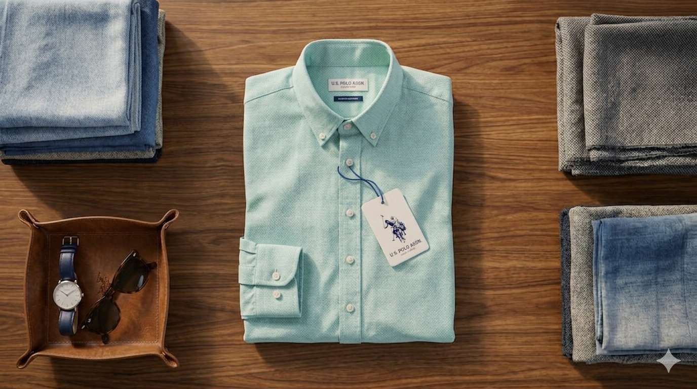 Men’s Long Sleeve Polo Shirt – Button Down Classic Fit
