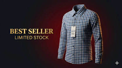 Men’s Blue Long Sleeve Formal Shirt – Slim Fit Premium Cotton Dress Shirt
