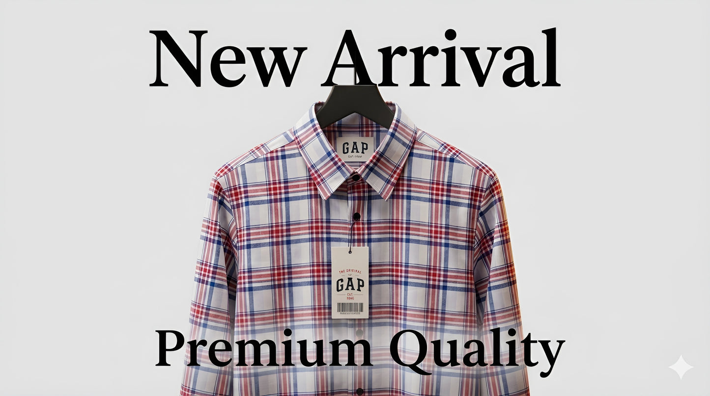 GAP Men's Classic Red & Blue Plaid Button-Down Shirt