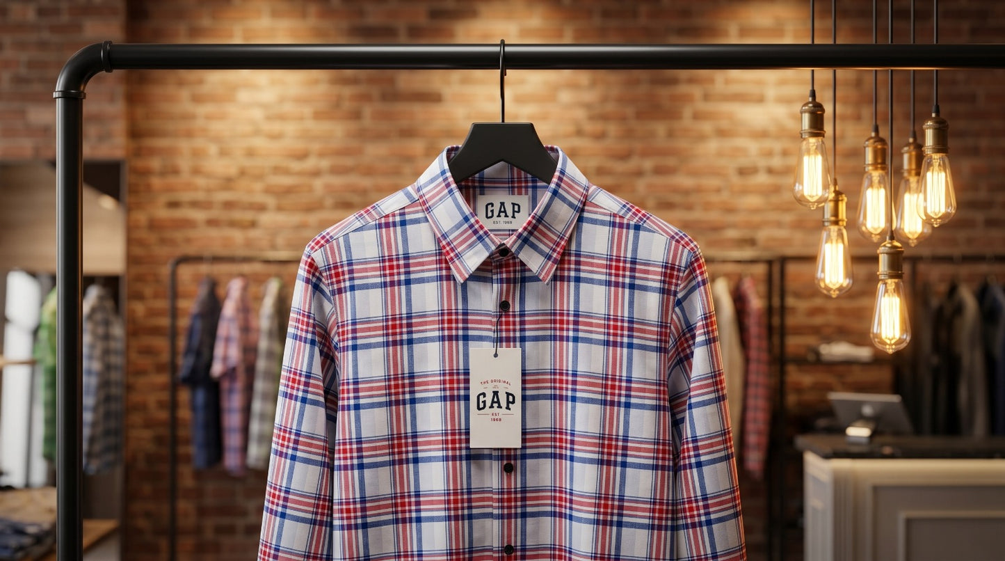 GAP Men's Classic Red & Blue Plaid Button-Down Shirt