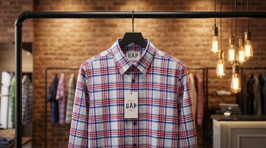 GAP Men's Classic Red & Blue Plaid Button-Down Shirt