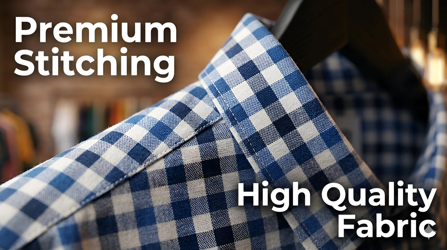 Men’s Blue Long Sleeve Formal Shirt – Slim Fit Premium Cotton Dress Shirt