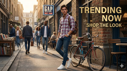 GAP Men's Classic Red & Blue Plaid Button-Down Shirt